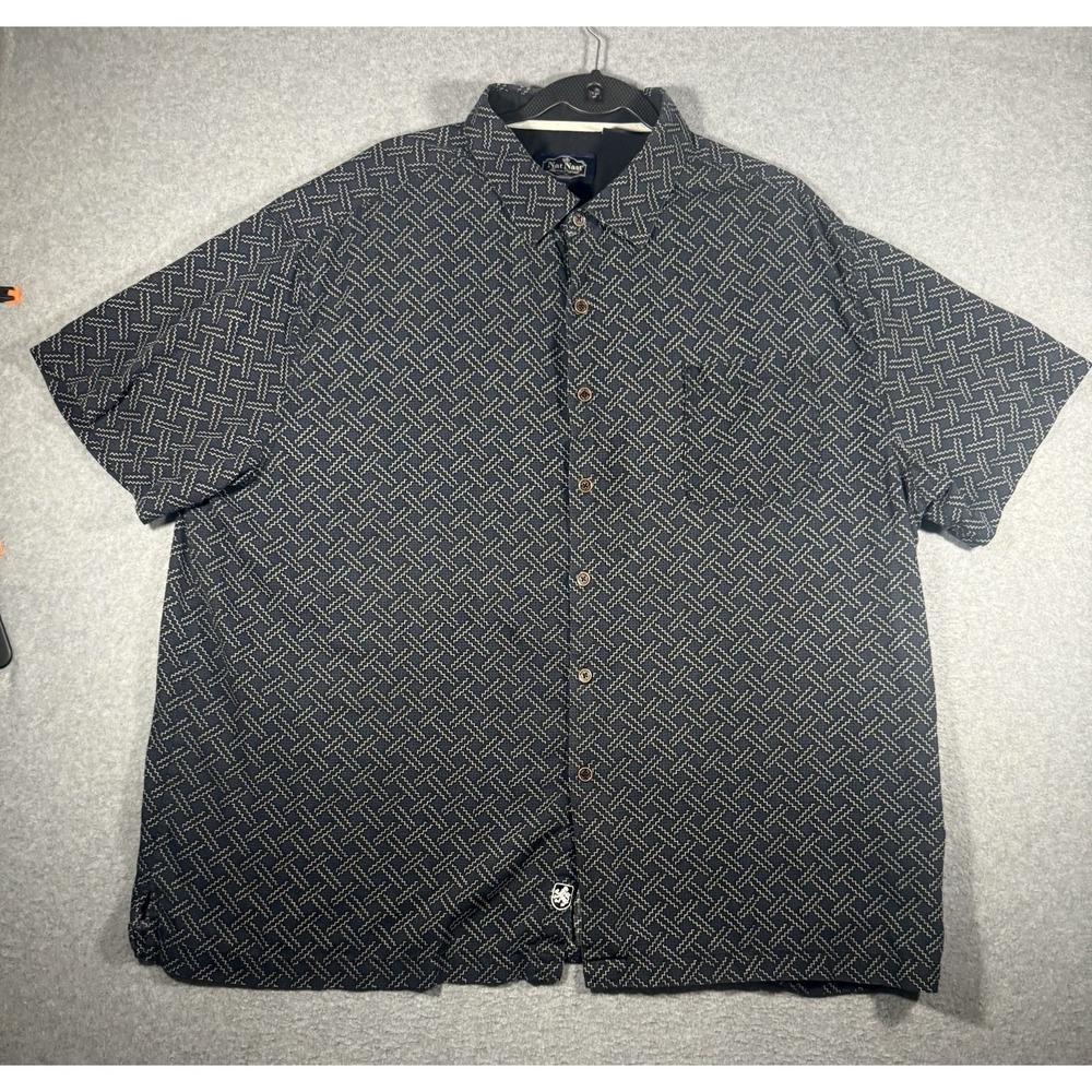 Nat Nast Short Sleeve Button Up Shirt Size XXL Black Silk Cotton Geometric
